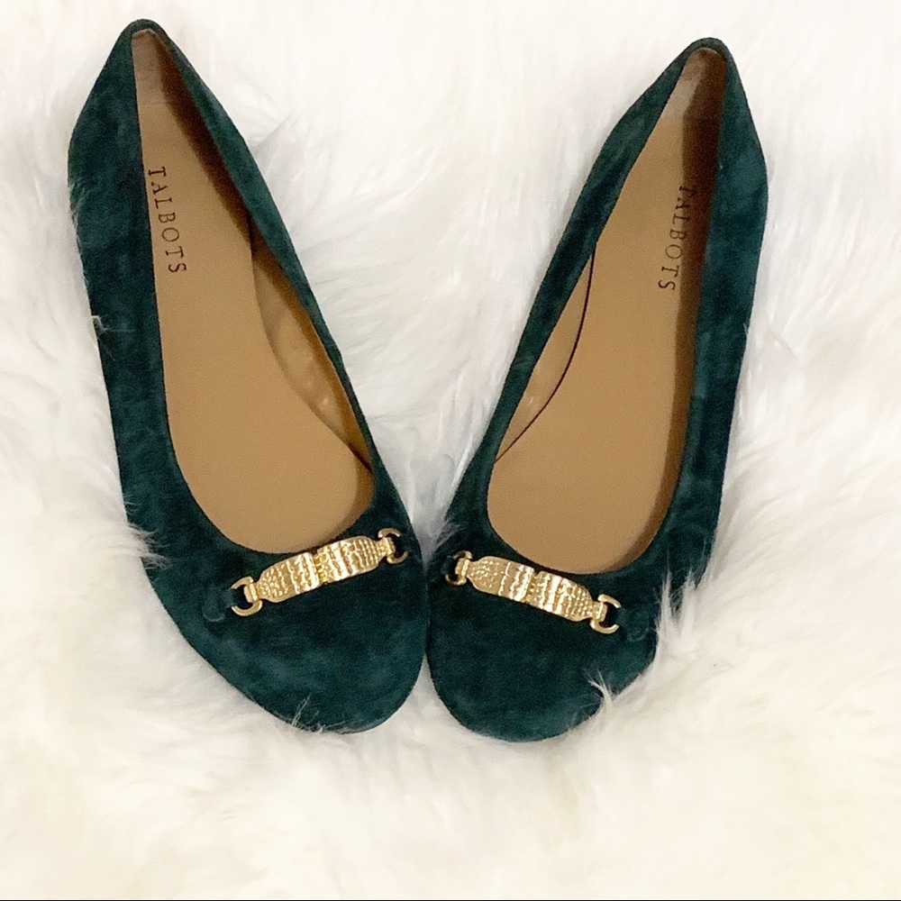 Talbots Green Suede Ballet Flats Size 9.5